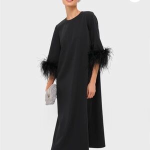 Tuckernuck Black Dress with Feathered Sleeves